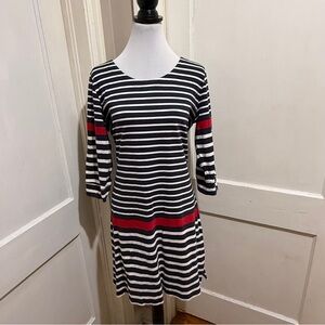 Hatley Navy and White Striped Dress with Red Accents